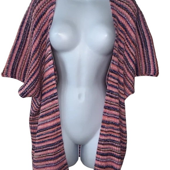 GAP FOR GOOD Open Front Short Sleeve Spacedye Cardi In Pink/Purple/Blue M ✨NWOT✨ - Picture 3 of 10